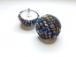 Preview: Mega Stoff Knopf Ohrstecker Button schwarz blau